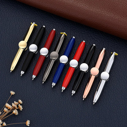 Fingertip Fidget Toys Multifunctional Ballpoint Pen Rotating Metal Pen Creative LED Light Decompression Gyro Pen Fidget Spinner