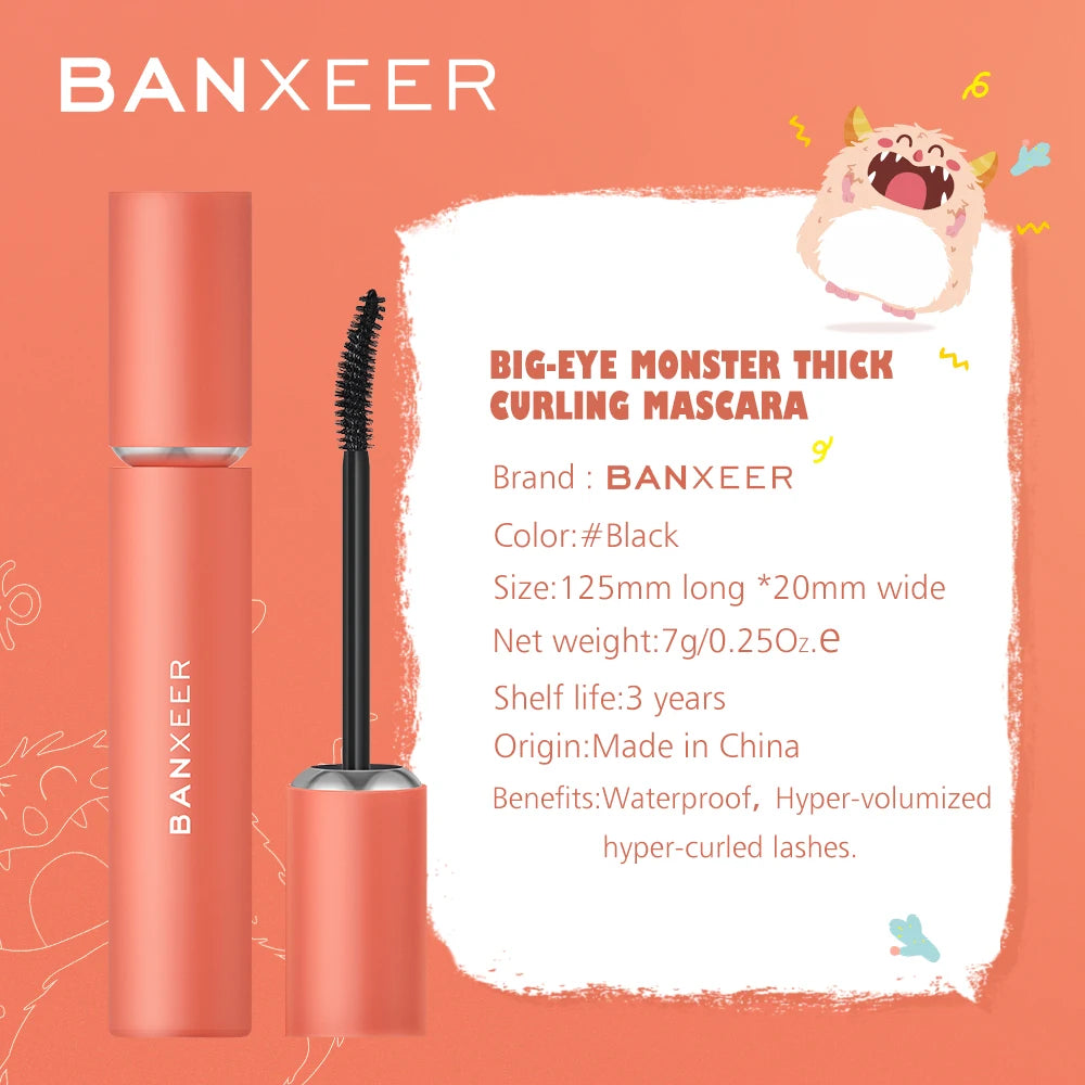 BANXEER 1PC Thick Mascara 4D Extra Volume Waterproof Professional Black Ink Curling Mascara Makeup Brushes Eye Lashes Makeup