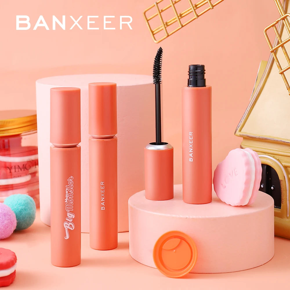 BANXEER 1PC Thick Mascara 4D Extra Volume Waterproof Professional Black Ink Curling Mascara Makeup Brushes Eye Lashes Makeup