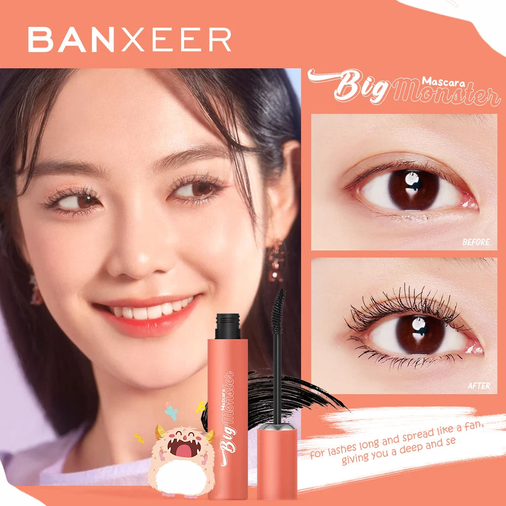 BANXEER 1PC Thick Mascara 4D Extra Volume Waterproof Professional Black Ink Curling Mascara Makeup Brushes Eye Lashes Makeup