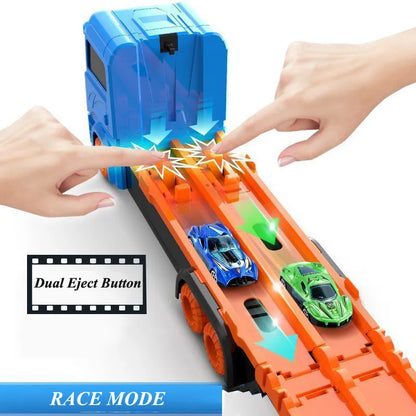 Large Car Transporter Truck Folding Track Racing Vehicle Kids Competitive Games Storage Alloy Car Boy Toy Children Novel Gift