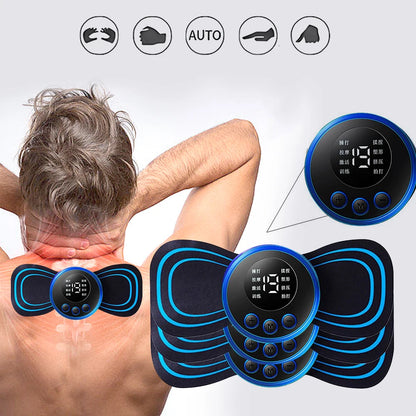 4pcs EMS Neck Stretcher Electric Massager Electronic Cervical Patch 8 Mode Vertebra Massage for Relieve Fatigue Health Care