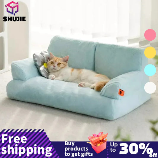 Luxury Fur Summertime Pet Cat Nest Sofa Modern Puppy Small Animal Kitten Dog Bed Couch Cushion Bedding Indoor Kennel House 2023