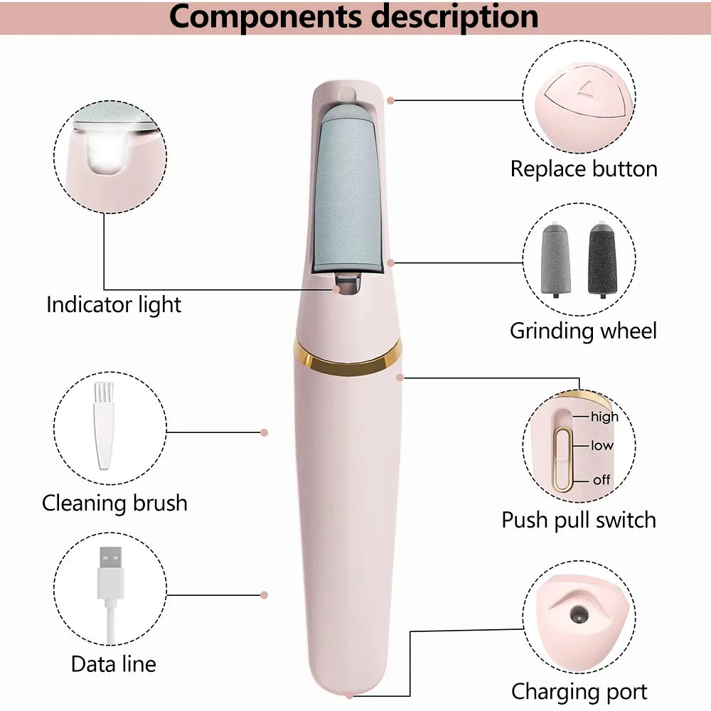 2023New Electric Foot Grinding Skin Hard Rupture Skin Trimmer Dead Skin Foot Pedicure Rechargeable Foot Care Tool Remover Callus