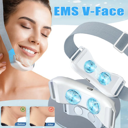 EMS V-Face Double Chin Reducer V Face Massager Shape Facial Lifting Slimming Microcurrent Beauty Device V-Line Chin Up Remover