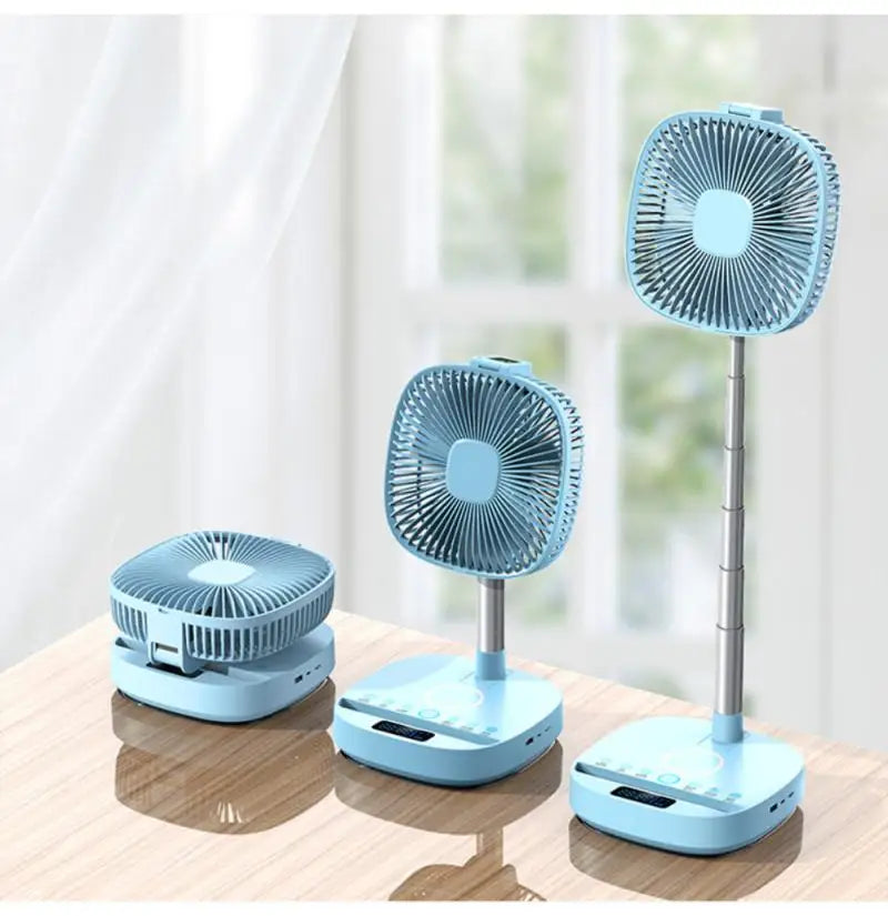 Folding Telescopic Floor Fan Household Mini Air Cooler Electric Fan Rechargeable Mini Summer Mute Silent Fan For Bedroom Office