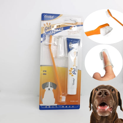 Pet Toothbrush with Gel Dog Cat Toothpaste Cleaning Tooth Oral Cleaner Kitten Puppy Toothpaste Toothbrush Set Pet Grooming