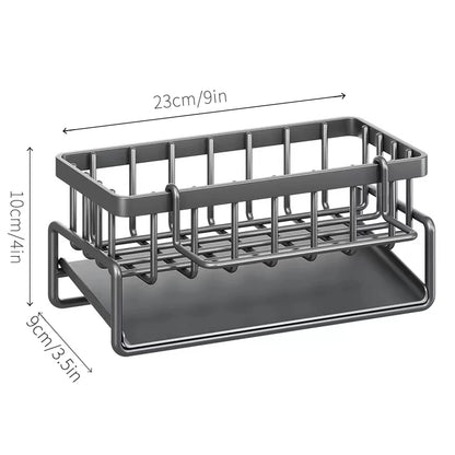 Sponge Rack Sink Drain Rack Bathroom Soap Storage Rack Kitchen Sink Counter Top Organizer Rack Stainless Steel Black Grey White