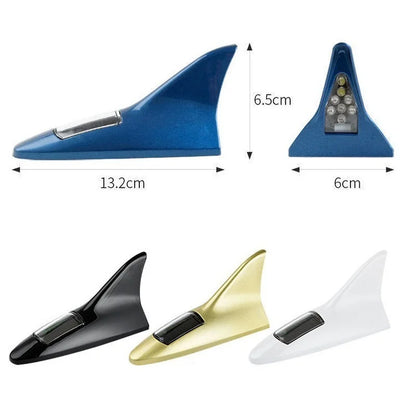 LED Solar Power Shark Fin Warning Light Anti-collision Strobe Flashing Lamp Car Roof Antenna Decoration Night Car Accessories