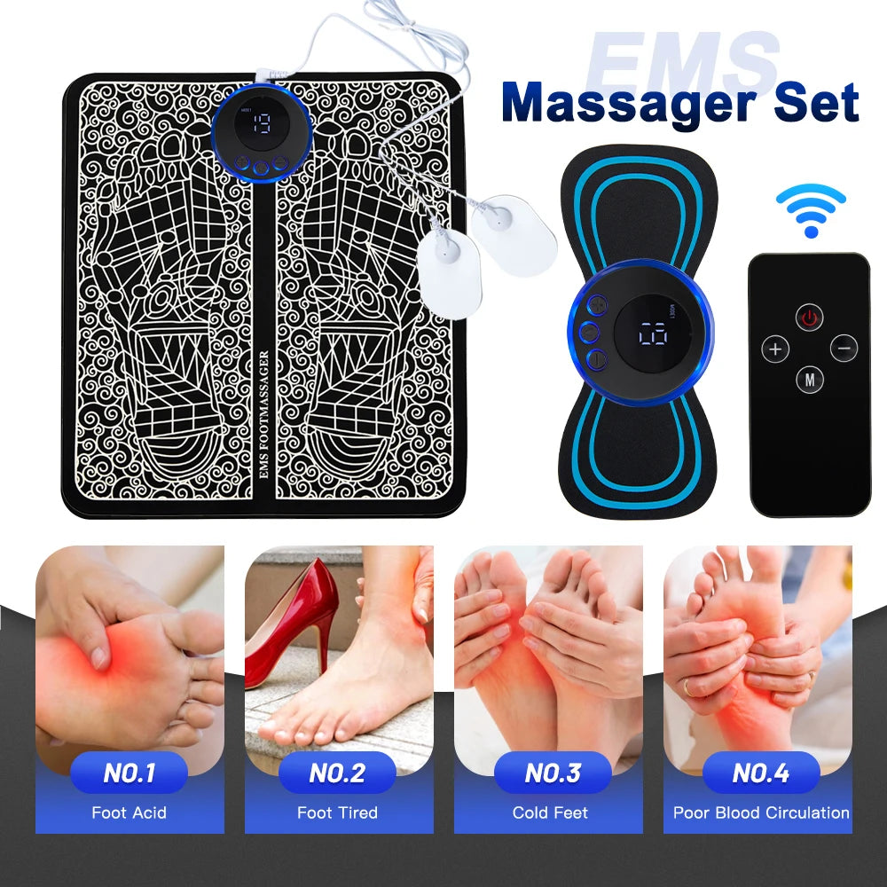 Electric EMS Foot Massager Accessories Pulse Muscle Stimulator Foldable Foot Massage Pad Relief Pain Relax,Support Dropshipping