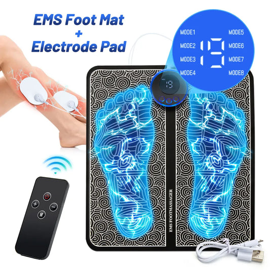 Ems Foot Massager Pad Portable Foldable Massage Mat Pulse Muscle Stimulator Improve Blood Circulation Relief Pain Relax Feet Usb