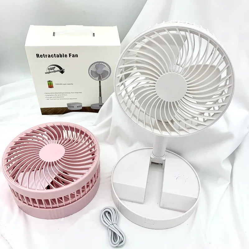 Retractable 2 In 1 Foldable and Portable Fan Small Mini Fan USB Charging Long Battery  Life Desktop Electric Smart Fan