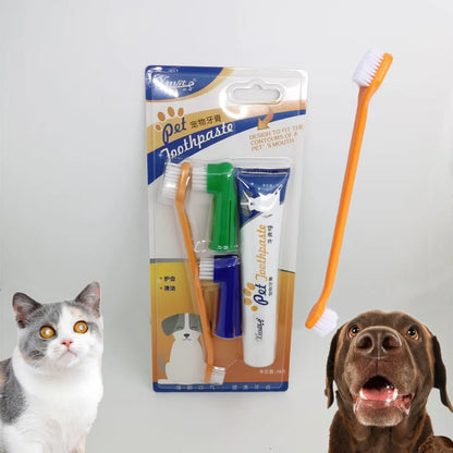 Pet Toothbrush with Gel Dog Cat Toothpaste Cleaning Tooth Oral Cleaner Kitten Puppy Toothpaste Toothbrush Set Pet Grooming