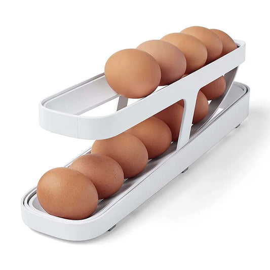 Automatic Scrolling Egg Rack Holder Rolldown Refrigerator Egg Dispenser Kitchen Egg Storage Box Egg Stand For Fridge Egg Tray