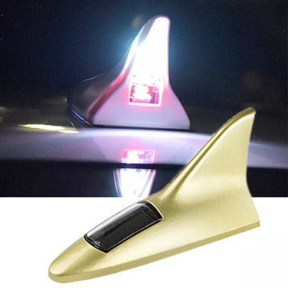 LED Solar Power Shark Fin Warning Light Anti-collision Strobe Flashing Lamp Car Roof Antenna Decoration Night Car Accessories