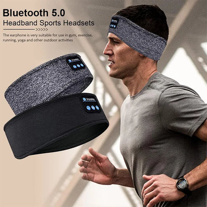 Wireless Bluetooth Headset Elastic Sports Headband Over the Ear Hairband Earbuds Music Sleeping Eye Mask Wireless Headphones