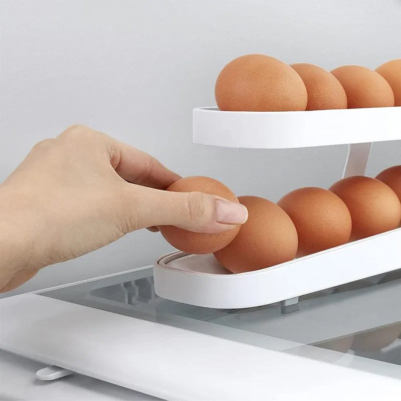 Automatic Scrolling Egg Rack Holder Rolldown Refrigerator Egg Dispenser Kitchen Egg Storage Box Egg Stand For Fridge Egg Tray