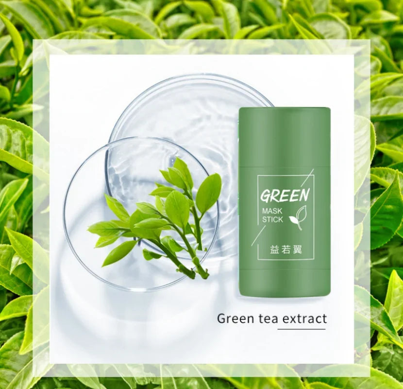 2PCS Green Tea Repair Acne Mud Mask Face Clean Clay Stick Pore Shrinkage Treat Pimple Cream Nose Blackhead Remove Oil Control