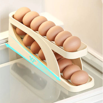 Automatic Scrolling Egg Rack Holder Rolldown Refrigerator Egg Dispenser Kitchen Egg Storage Box Egg Stand For Fridge Egg Tray