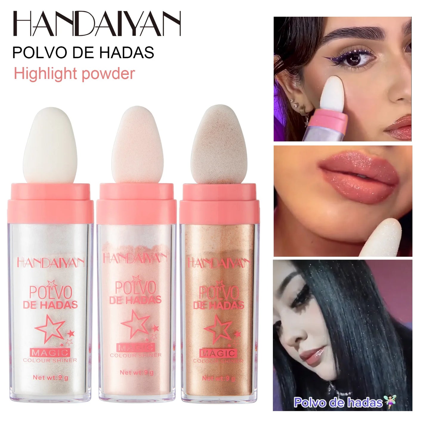 HANDAIYAN Makeup Fairy High Gloss Pat Powder Three Dimensional Powder Brightening Set Powder Powder Blusher High Gloss Powder