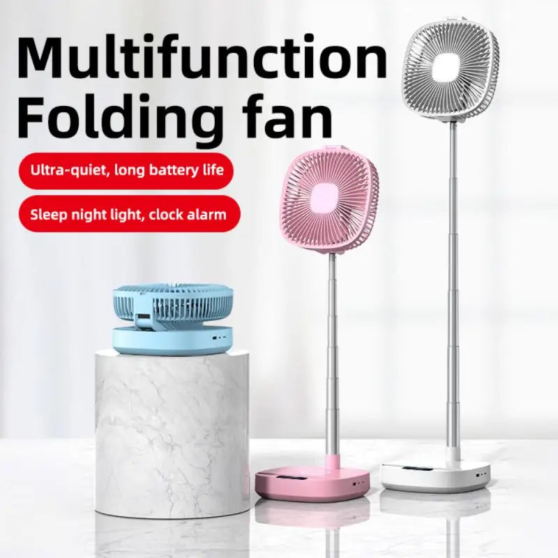 Folding Telescopic Floor Fan Household Mini Air Cooler Electric Fan Rechargeable Mini Summer Mute Silent Fan For Bedroom Office