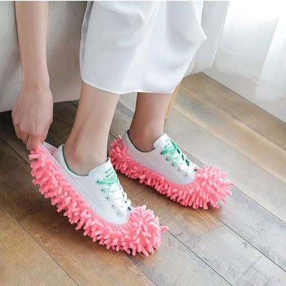 2 PCS  Chenille Multifunction Floor Dust Cleaning Slippers Shoes Lazy Mopping Shoes Home Floor Cleaning Shoe Cover