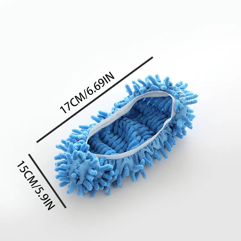 2 PCS  Chenille Multifunction Floor Dust Cleaning Slippers Shoes Lazy Mopping Shoes Home Floor Cleaning Shoe Cover