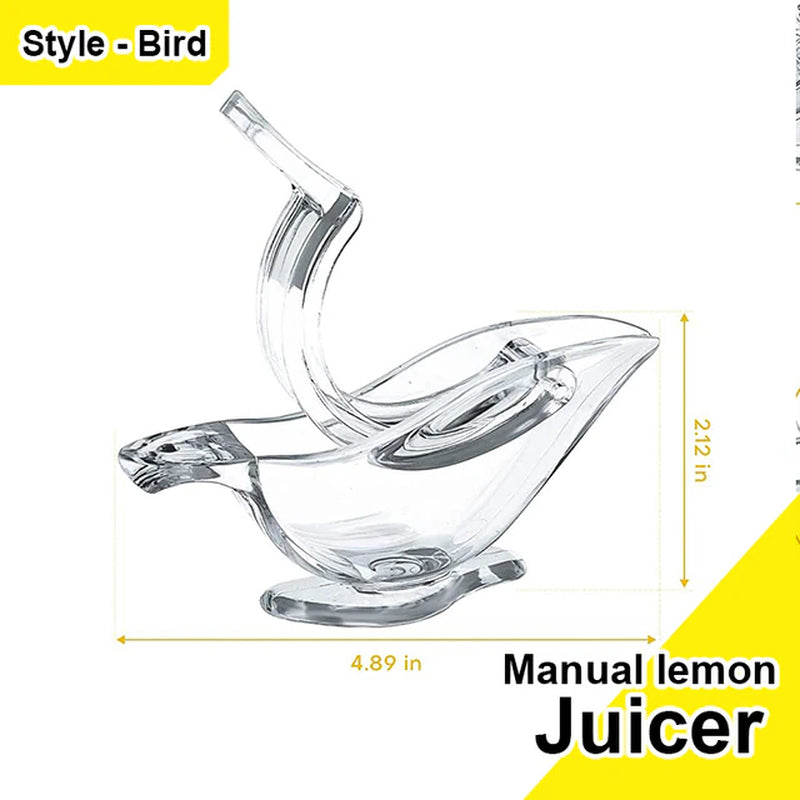 Manual Lemon Squeezer, Acrylic Manual Lemon Slice Squeezer, Bird Lemon Squeezer Portable Transparent Fruit Juicer