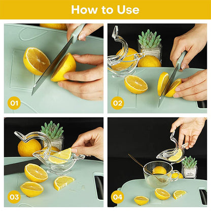 Manual Lemon Squeezer, Acrylic Manual Lemon Slice Squeezer, Bird Lemon Squeezer Portable Transparent Fruit Juicer