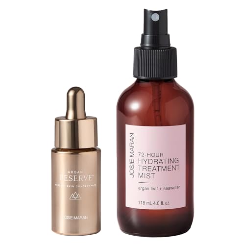 Josie Maran Argan Reserve & Hydrating Mist Duo - Healthy Skin Concentrate & 72-Hour Treatment Mist - Hydrating & Nourishing Argan Oil Skincare Set (2-Piece Set)