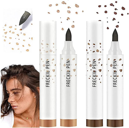 2Pcs Fake Freck Faux Freckles Freckle Pen Pencil Temporary Permanent Tattoo Freckles Phreckles Marker Makeup,Black Dark Brown & Light Brown Neutral Freckle Pen Makeup Set Long Lasting Waterproof