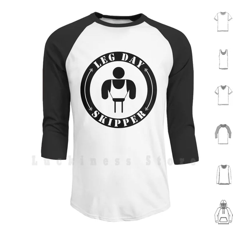 Leg Day Skipper Hoodie Long Sleeve Sport Motivation Fun Legday Leg Day Skipper Legdayskipper Led Day Skipper Gym